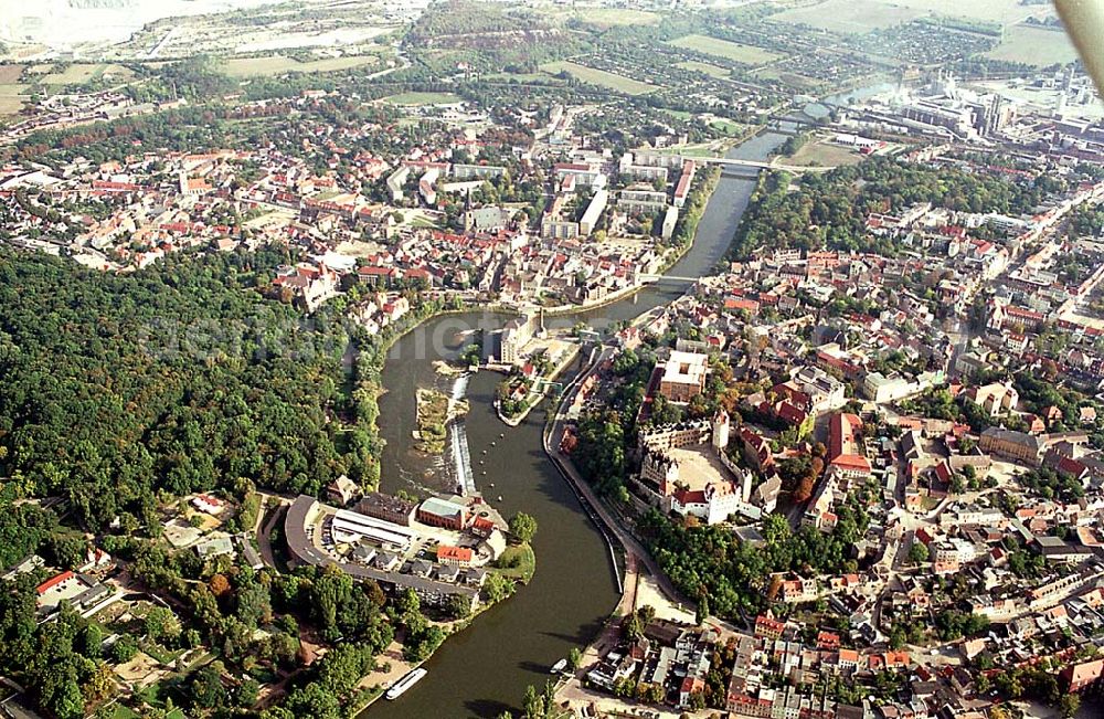 Aerial photograph Bernburg/ Sachsen Anhalt - Stadtzentrum