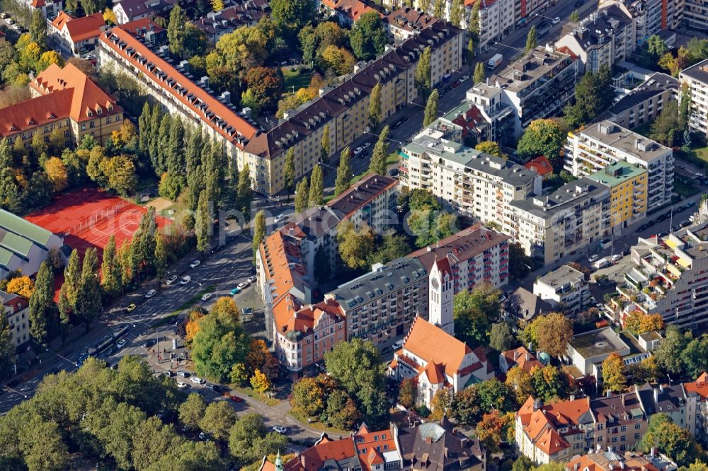 München from above - City view of the city area of Schwabing in Munich in the state Bavaria, Germany