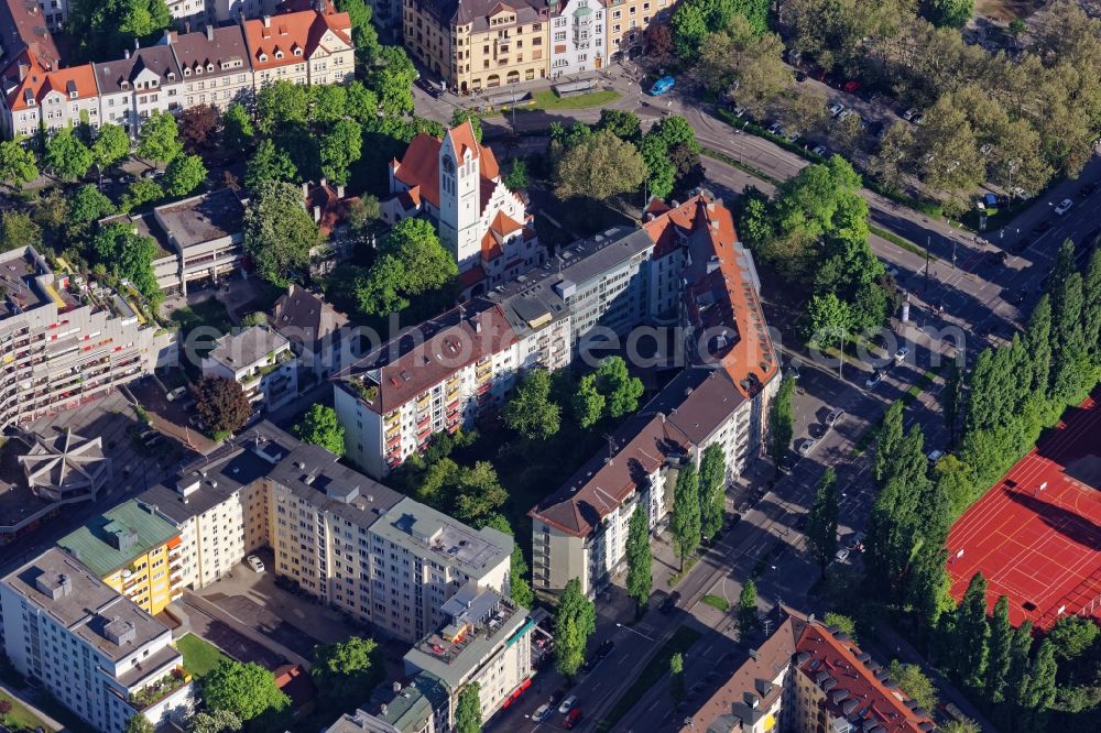 München from above - City view of the city area of Schwabing in Munich in the state Bavaria, Germany