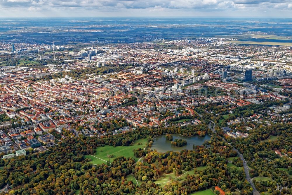 Aerial photograph München - District Schwabing in the city in Munich in the state Bavaria, Germany