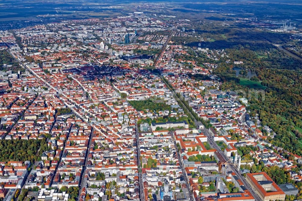 Aerial image München - District Schwabing in the city in Munich in the state Bavaria, Germany