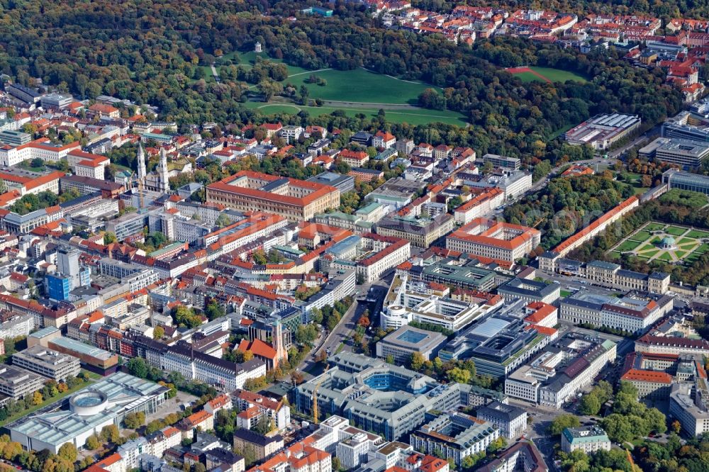 Aerial image München - District Schwabing in the city in Munich in the state Bavaria, Germany