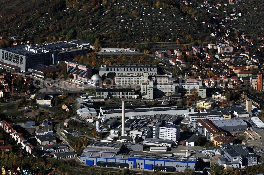 Aerial photograph Jena - Overview of the industrial park by the side of the road Carl-Zeiss-Promenade in Jena in Thuringia