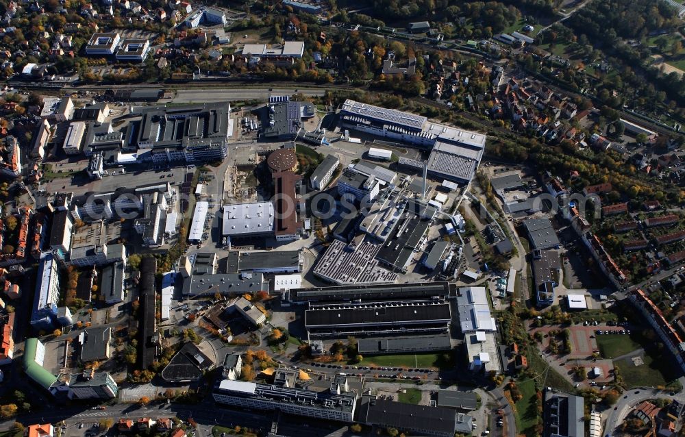 Aerial photograph Jena - Overview of the industrial estate by the side of the road Carl-Zeiss-Promenade in Jena in Thuringia