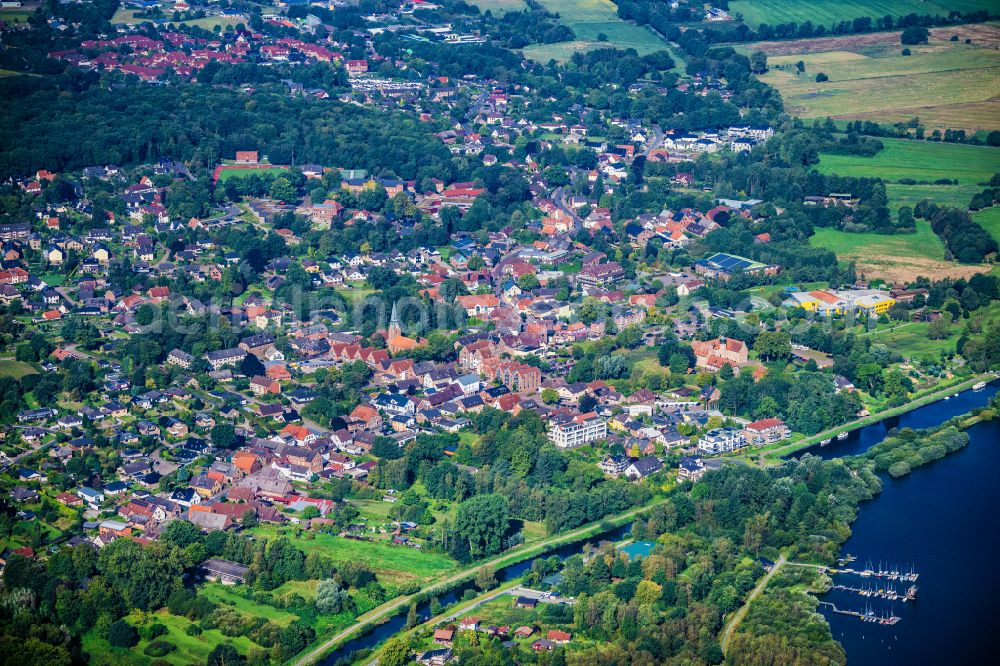 Geestland from above - City area with outside districts and inner city area Bad Bederkesa on street Am Markt in Geestland in the state Lower Saxony, Germany