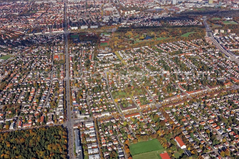 Aerial image München - City area with outside districts and inner city area in Munich in the state Bavaria