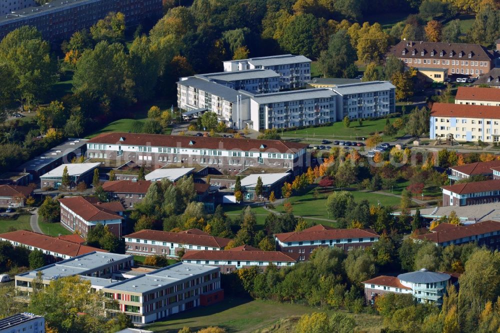 Greifswald from the bird's eye view: View at the BBW Berufsbildungswerk in Greifswald in the federal state Mecklenburg-Vorpommern. The BBW Greifswald is a specialized facility for vocational preparation and training of young people with disabilities. It is operated by the BerufsBildungsWerk Greifswald gGmbH