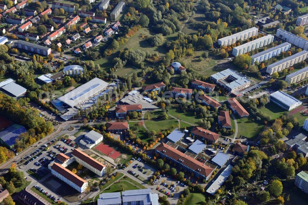 Aerial image Greifswald - View at the BBW Berufsbildungswerk in Greifswald in the federal state Mecklenburg-Vorpommern. The BBW Greifswald is a specialized facility for vocational preparation and training of young people with disabilities. It is operated by the BerufsBildungsWerk Greifswald gGmbH