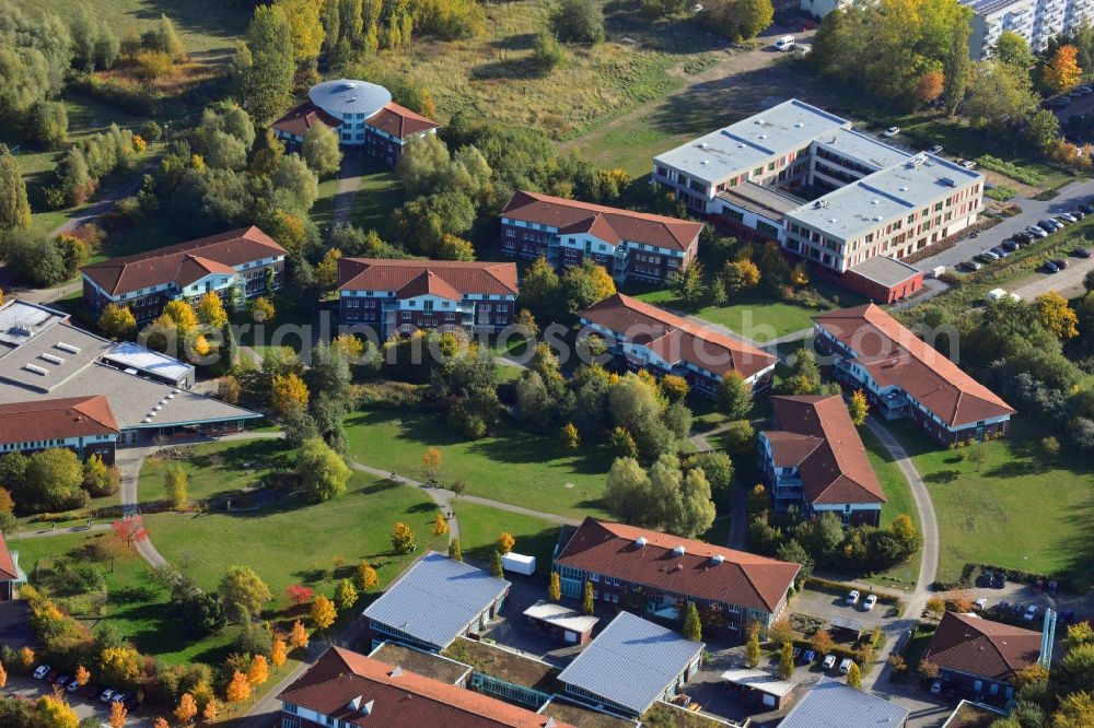 Greifswald from the bird's eye view: View at the BBW Berufsbildungswerk in Greifswald in the federal state Mecklenburg-Vorpommern. The BBW Greifswald is a specialized facility for vocational preparation and training of young people with disabilities. It is operated by the BerufsBildungsWerk Greifswald gGmbH