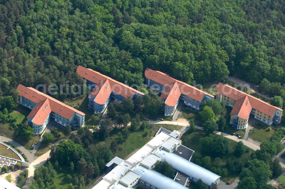 Aerial photograph Potsdam - Blick auf das Areal des Berufsbildungswerk im Oberlinhaus an der Steinstrasse 80-84 in Potsdam-Babelsberg. View of the area of the Vocational Training Center in Oberlinhouse on the stone road 80-84 in Potsdam-Babelsberg.