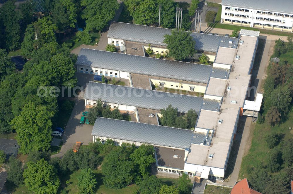 Potsdam from above - Blick auf das Areal des Berufsbildungswerk im Oberlinhaus an der Steinstrasse 80-84 in Potsdam-Babelsberg. View of the area of the Vocational Training Center in Oberlinhouse on the stone road 80-84 in Potsdam-Babelsberg.