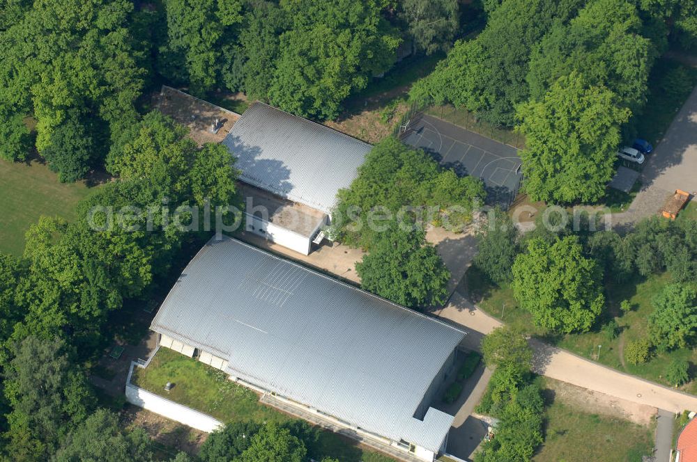 Aerial photograph Potsdam - Blick auf das Areal des Berufsbildungswerk im Oberlinhaus an der Steinstrasse 80-84 in Potsdam-Babelsberg. View of the area of the Vocational Training Center in Oberlinhouse on the stone road 80-84 in Potsdam-Babelsberg.