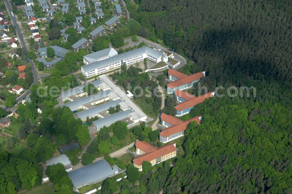 Potsdam from above - Blick auf das Areal des Berufsbildungswerk im Oberlinhaus an der Steinstrasse 80-84 in Potsdam-Babelsberg. View of the area of the Vocational Training Center in Oberlinhouse on the stone road 80-84 in Potsdam-Babelsberg.