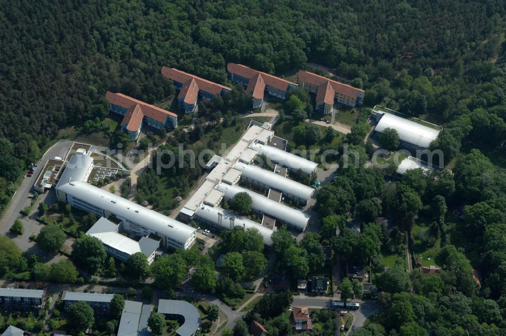 Potsdam from above - Blick auf das Areal des Berufsbildungswerk im Oberlinhaus an der Steinstrasse 80-84 in Potsdam-Babelsberg. View of the area of the Vocational Training Center in Oberlinhouse on the stone road 80-84 in Potsdam-Babelsberg.