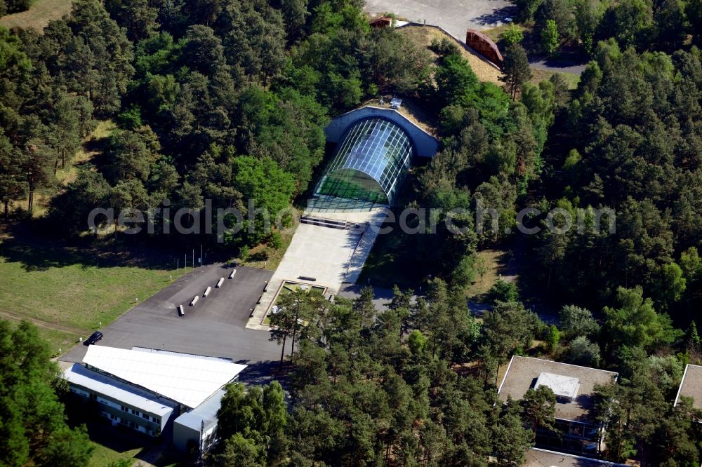 Aerial image Krausnick - Visitor Centre Tropical Island, the former entrance hall and visitor center CargoLifter in Krausnick in the state Brandenburg