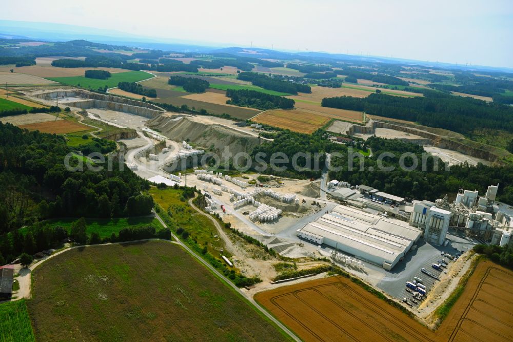 Azendorf from above - Mixed concrete and building materials factory of of Franken Maxit Mauermoertel GmbH & Co. in Azendorf in the state Bavaria, Germany