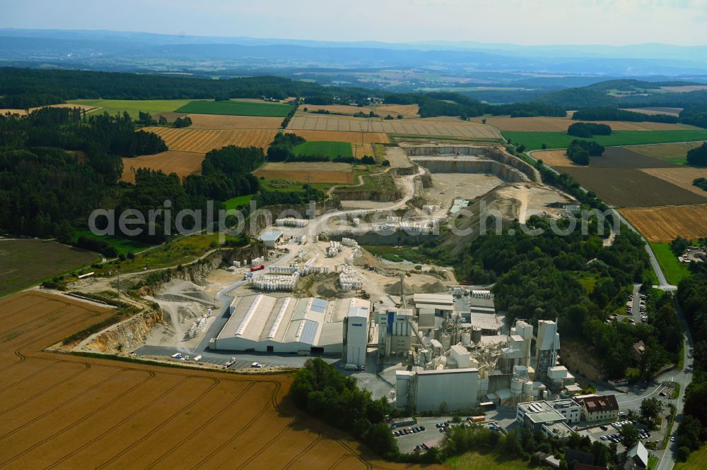 Aerial image Azendorf - Mixed concrete and building materials factory of of Franken Maxit Mauermoertel GmbH & Co. in Azendorf in the state Bavaria, Germany