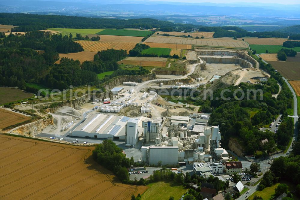 Aerial photograph Azendorf - Mixed concrete and building materials factory of of Franken Maxit Mauermoertel GmbH & Co. in Azendorf in the state Bavaria, Germany