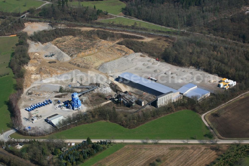 Aerial image Bad Säckingen - Mixed concrete and building materials factory of Transportbeton Hochrhein GmbH at the location in Bad Saeckingen in the state Baden-Wuerttemberg, Germany