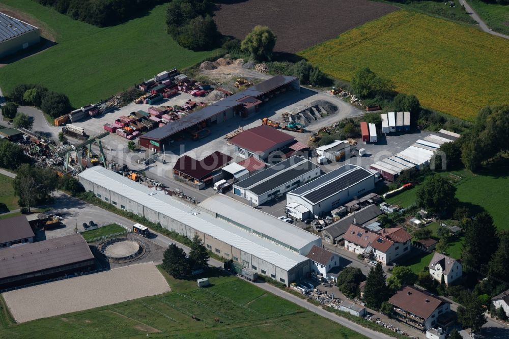 Aerial photograph Ilsfeld - Mixed concrete and building materials factory of Systembau Kastropp GmbH at the Burgweg in Ilsfeld in the state Baden-Wurttemberg, Germany