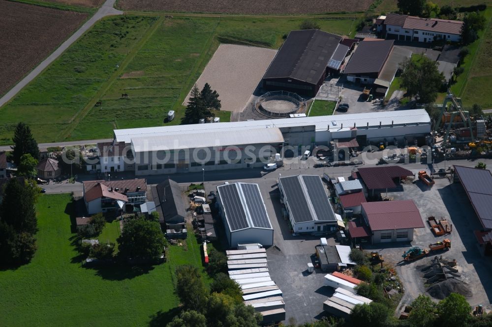 Ilsfeld from above - Mixed concrete and building materials factory of Systembau Kastropp GmbH at the Burgweg in Ilsfeld in the state Baden-Wurttemberg, Germany