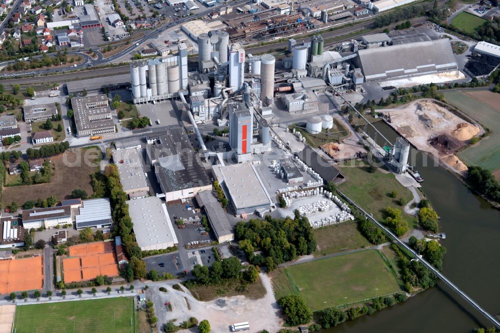 Aerial photograph Karlstadt - Mixed concrete and building materials factory of in Karlstadt in the state Bavaria, Germany