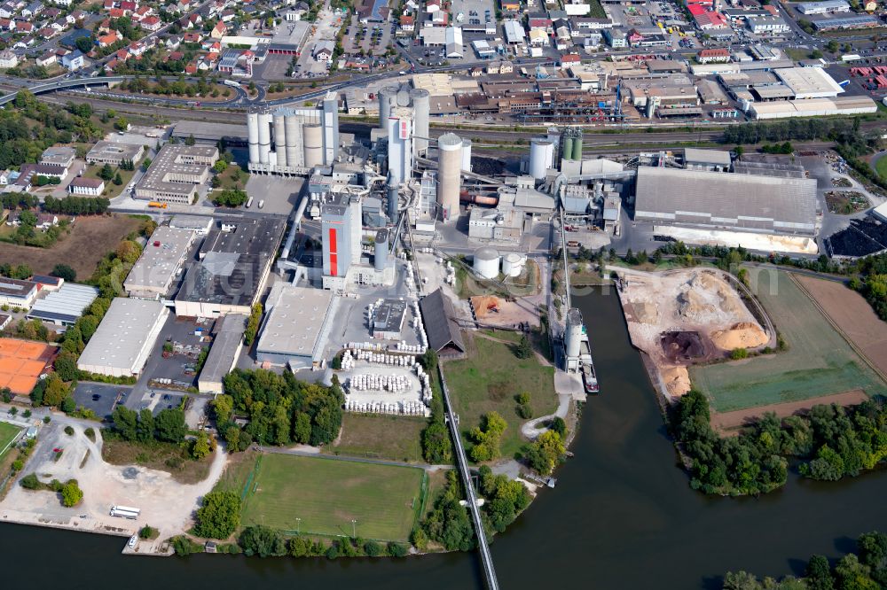 Karlstadt from the bird's eye view: Mixed concrete and building materials factory of in Karlstadt in the state Bavaria, Germany