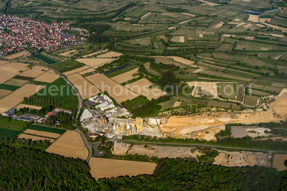 Merdingen from the bird's eye view: Mixed concrete and building materials factory of Saint-Gobain Weber GmbH in Merdingen in the state Baden-Wuerttemberg