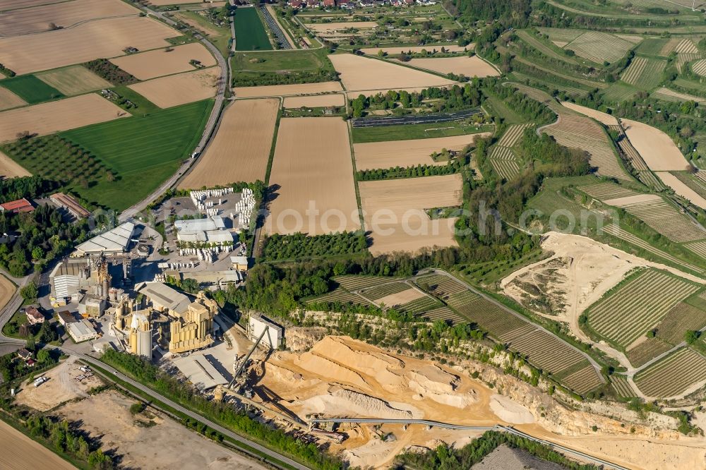 Aerial image Merdingen - Mixed concrete and building materials factory of Saint-Gobain Weber GmbH in Merdingen in the state Baden-Wuerttemberg