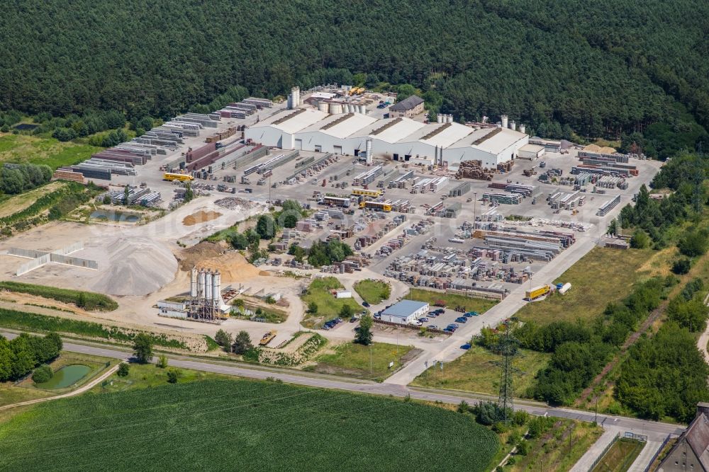 Niemegk from above - Mixed concrete and building materials factory of GP Guenter Papenburg AG on Altdorfer Weg in Niemegk in the state Brandenburg, Germany