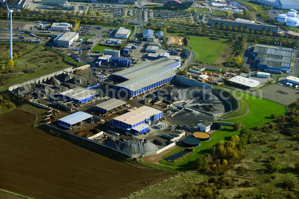 Magdeburg from the bird's eye view: Mixed concrete and building materials factory of on Parchauer Strasse in the district Gewerbegebiet Nord in Magdeburg in the state Saxony-Anhalt, Germany