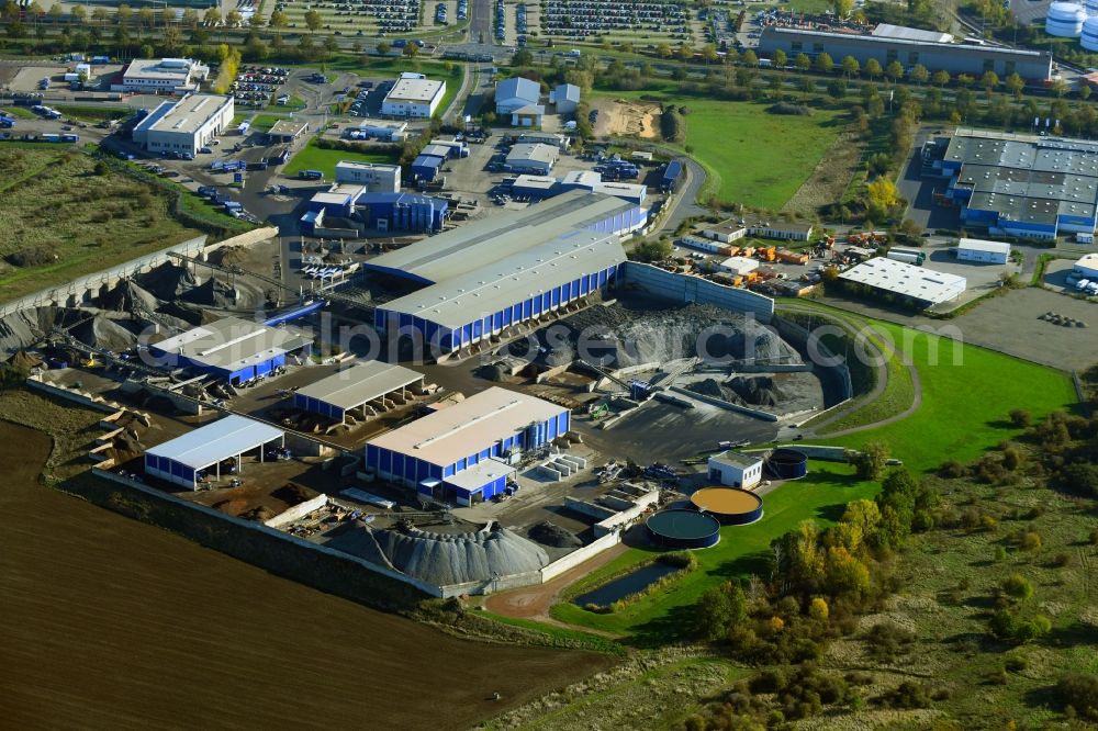 Aerial image Magdeburg - Mixed concrete and building materials factory of on Parchauer Strasse in the district Gewerbegebiet Nord in Magdeburg in the state Saxony-Anhalt, Germany