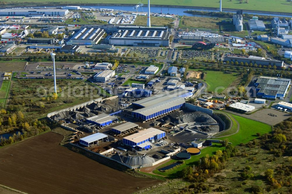 Aerial photograph Magdeburg - Mixed concrete and building materials factory of on Parchauer Strasse in the district Gewerbegebiet Nord in Magdeburg in the state Saxony-Anhalt, Germany