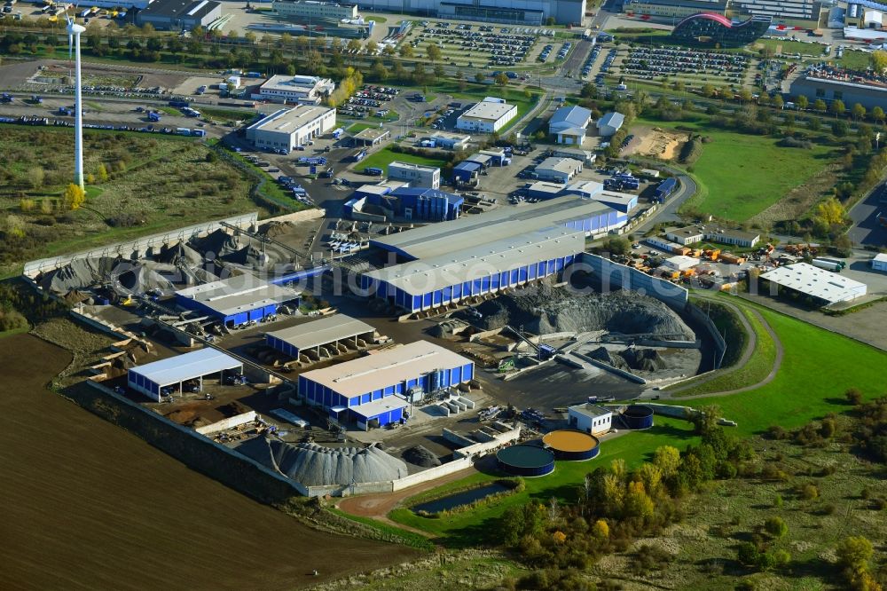 Magdeburg from above - Mixed concrete and building materials factory of on Parchauer Strasse in the district Gewerbegebiet Nord in Magdeburg in the state Saxony-Anhalt, Germany