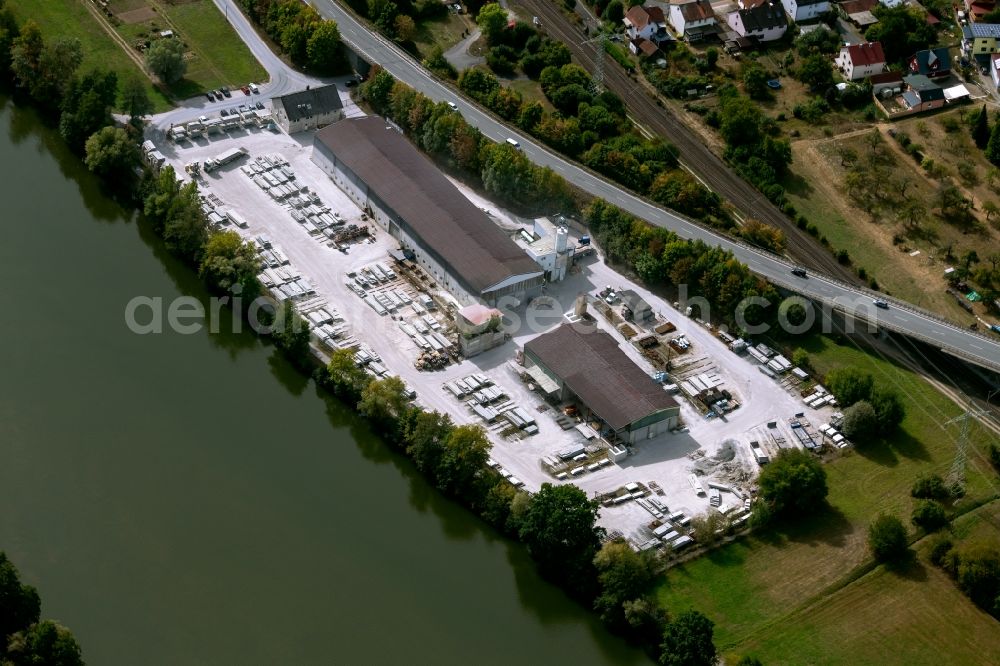 Aerial image Neuendorf - Mixed concrete and building materials factory of of bwb Betonwerk Neuendorf GmbH & Co. KG on Mainlaende in the district Langenprozelten in Neuendorf in the state Bavaria, Germany