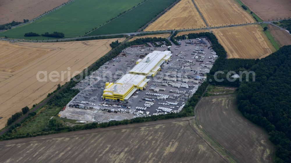 Aerial photograph Parthenstein - Mixed concrete and building materials factory of HABA-BETON in Parthenstein in the state Saxony, Germany