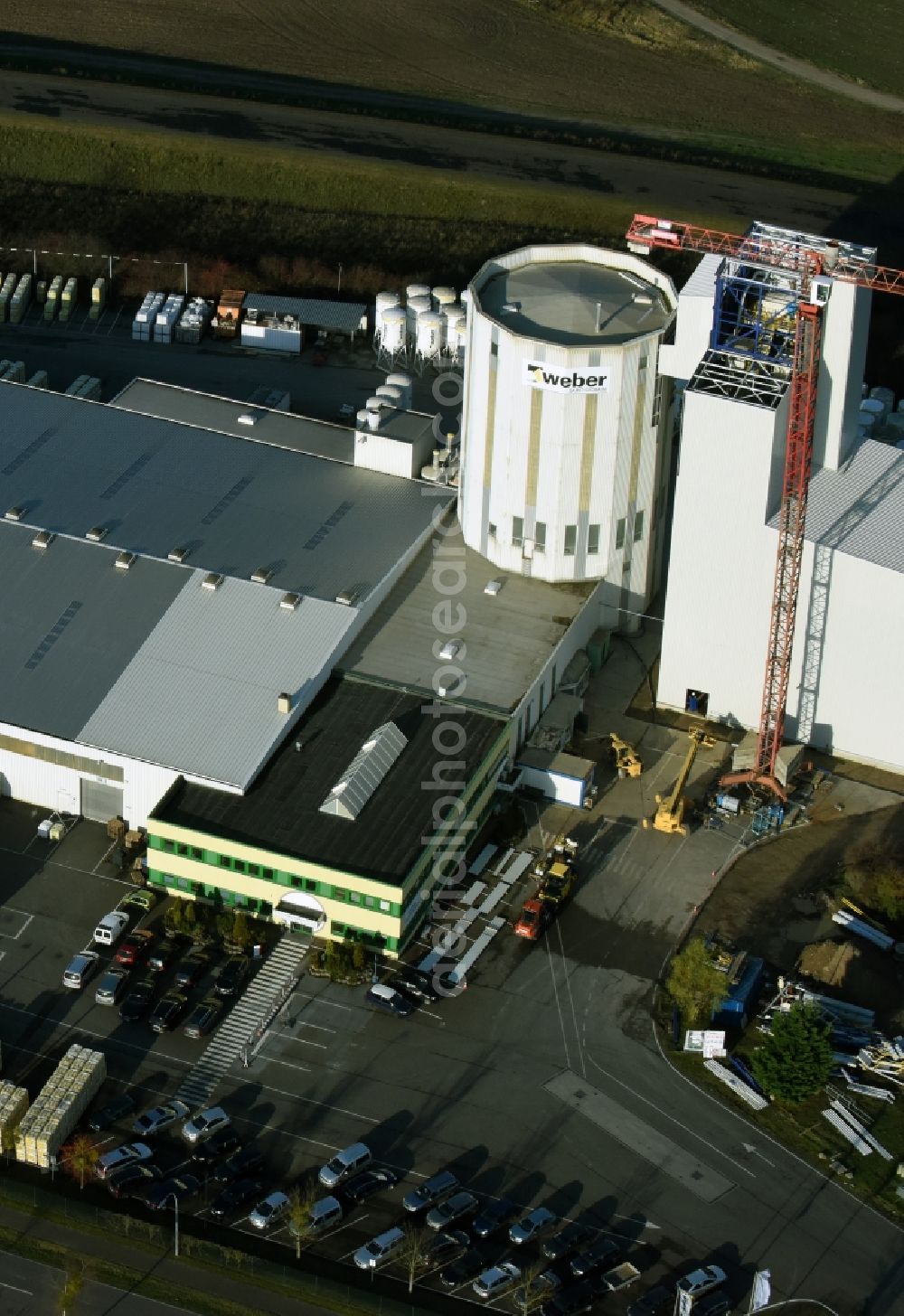 Aerial image Rüdersdorf - Mixed concrete and building materials factory of Saint-Gobain Weber GmbH in Ruedersdorf in the state Brandenburg