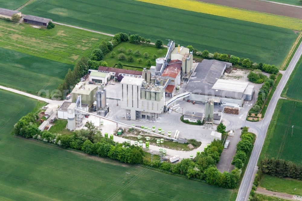 Sulzheim from above - Mixed concrete and building materials factory in Sulzheim in the state Bavaria, Germany