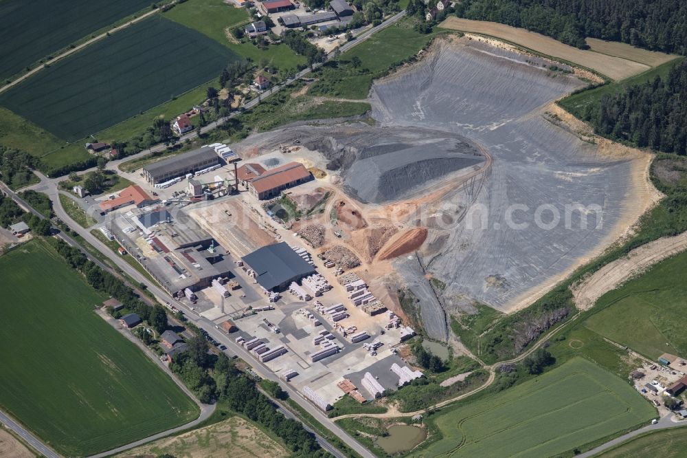 Aerial image Vilseck - Mixed concrete and building materials factory of LEIPFINGER-BADER GmbH on Ziegelstrasse in the district Schoenlind in Vilseck in the state Bavaria, Germany