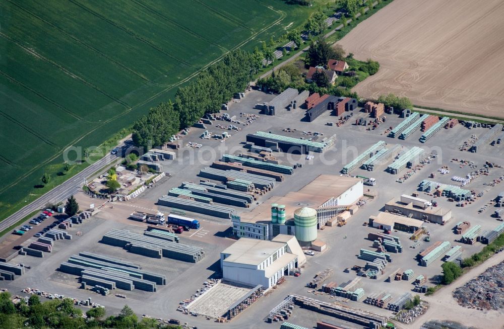 Ketzin from above - Mixed concrete and building materials factory of Fa. Ehl AG Falkenrehde in Ketzin in the state Brandenburg, Germany