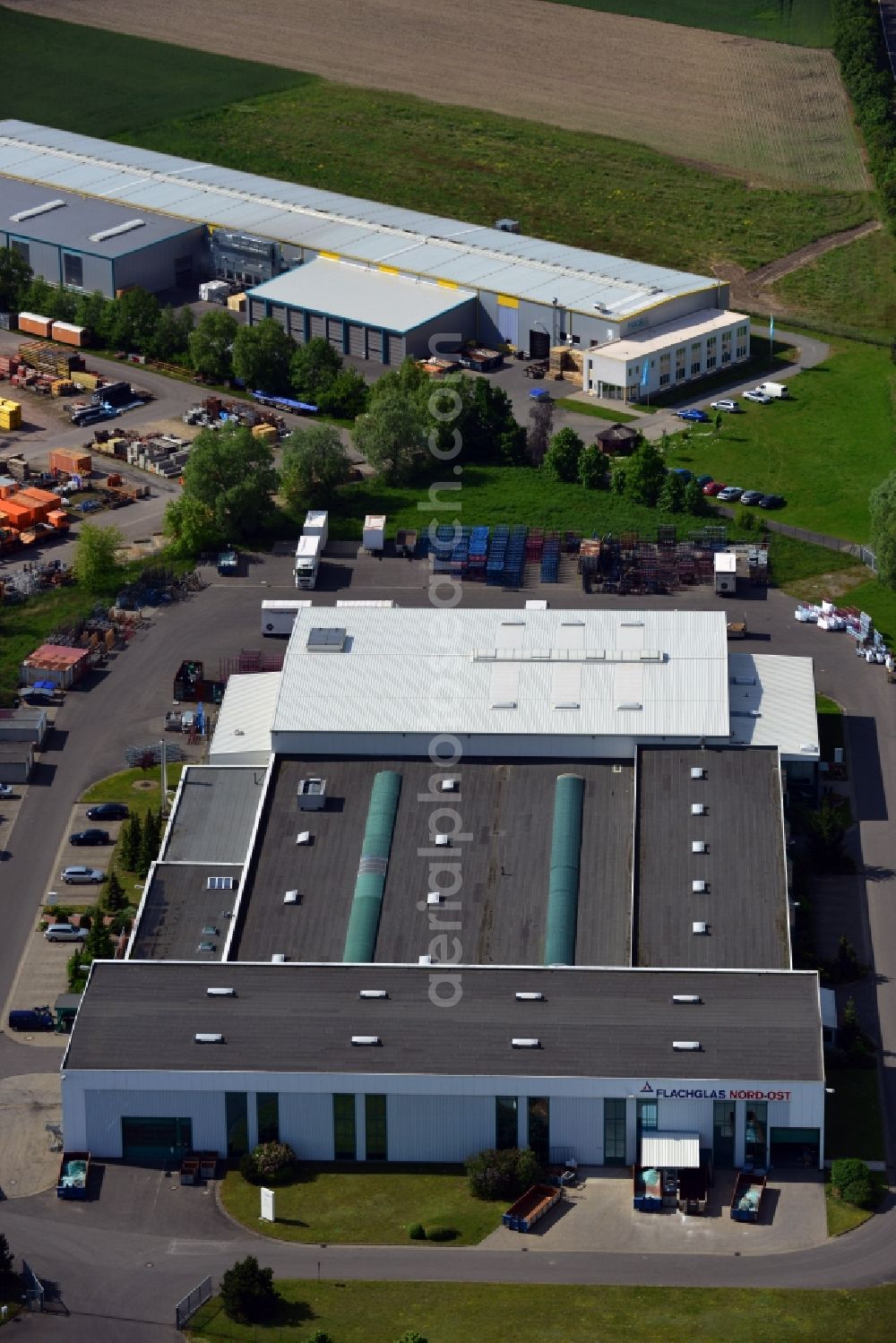 Osterburg (Altmark) from above - View of the firm Flachglas Nord Ost in Osterburg ( Altmark ) in the state of Saxony-Anhalt