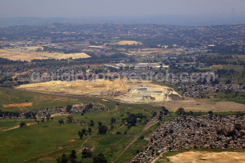 Boksburg from the bird's eye view: Terrain and production facilities of the gold mine Witwatersand Gold Mining Company in Boksburg in Gauteng, South Africa