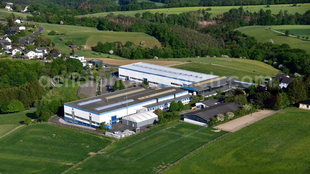 Neustadt (Wied) from the bird's eye view: Company building of the company Stuertz Maschinenbau GmbH in Rott near Neustadt (Wied) in the state Rhineland-Palatinate, Germany