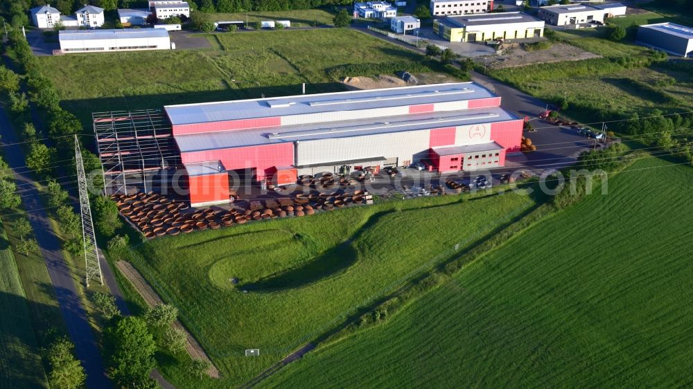 Dernbach from above - Afflerbach Bodenpresserei GmbH & Co KG premises in the state Rhineland-Palatinate, Germany