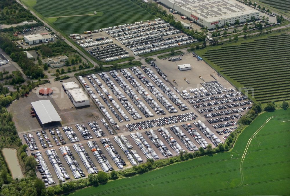 Landsberg from above - Parking and storage space for automobiles in Landsberg in the state Saxony-Anhalt