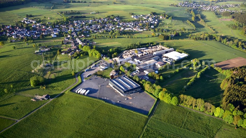 Aerial image Berod bei Hachenburg - Company premises of the company Puderbach Holzhandel GmbH & Co. KG, Palettenwerk, in Berod bei Hachenburg in the state Rhineland-Palatinate, Germany