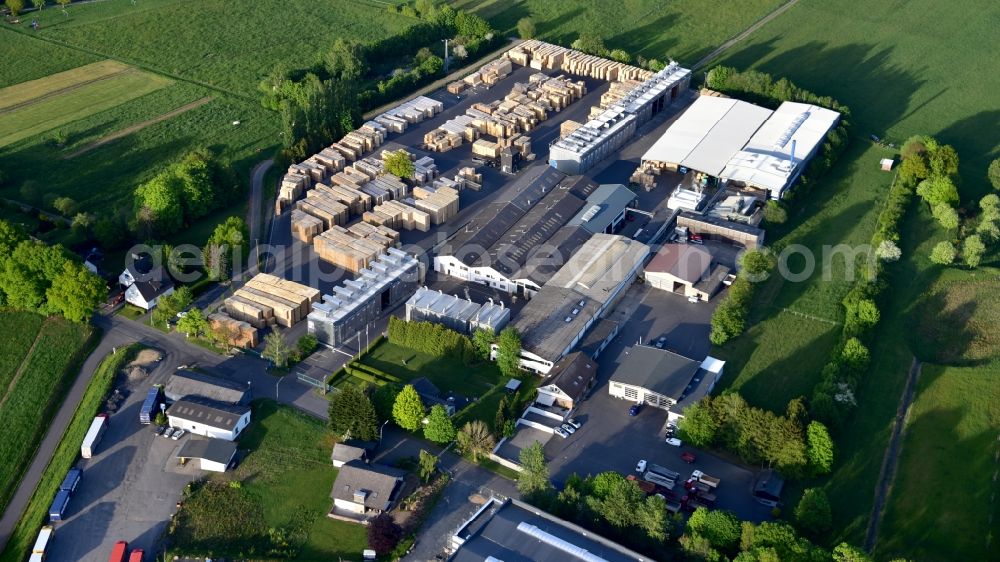 Aerial image Berod bei Hachenburg - Company premises of the company Puderbach Holzhandel GmbH & Co. KG, Palettenwerk, in Berod bei Hachenburg in the state Rhineland-Palatinate, Germany