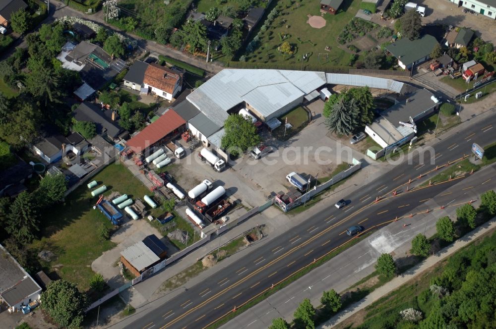 Berlin from above - Company grounds Liquefied petroleum gas service at the A-Road B1 in Berlin-Biesdorf