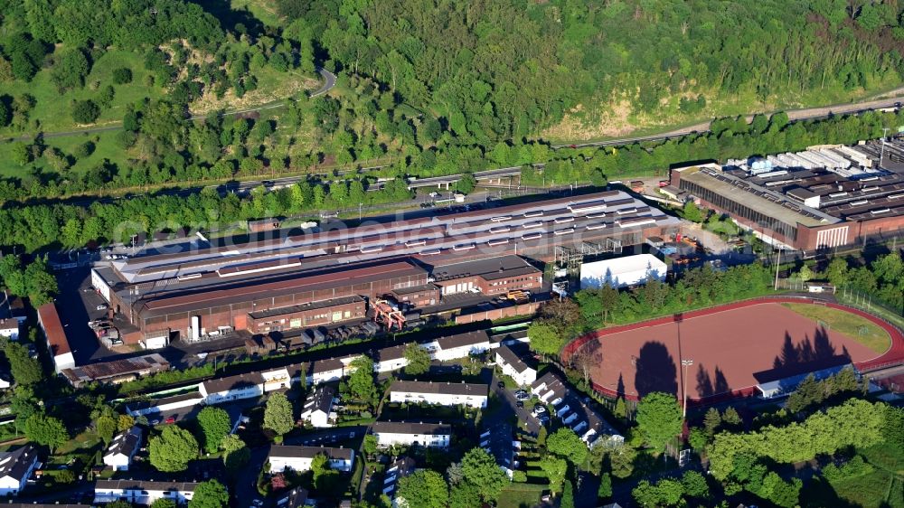 Königswinter from the bird's eye view: Company premises of Maxion Wheels Werke GmbH in Koenigswinter in the state North Rhine-Westphalia, Germany