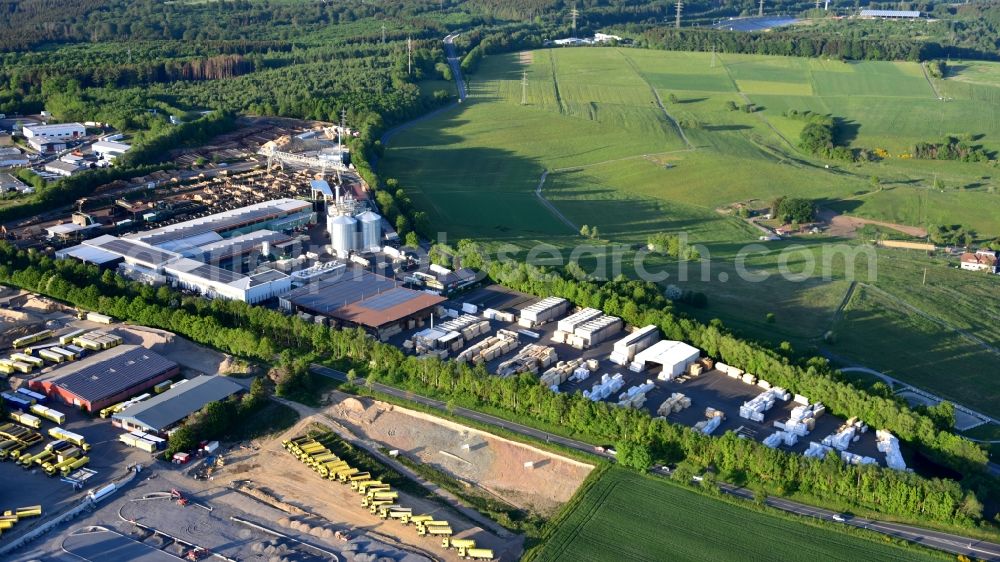 Aerial photograph Oberhonnefeld-Gierend - Company premises of I. van Roje & Sohn Saegewerk und Holzhandlung GmbH & Co. KG in Oberhonnefeld-Gierend in the state Rhineland-Palatinate, Germany